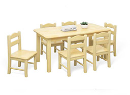 幼儿园儿童学习桌_木质长方桌_樟子松儿童桌椅